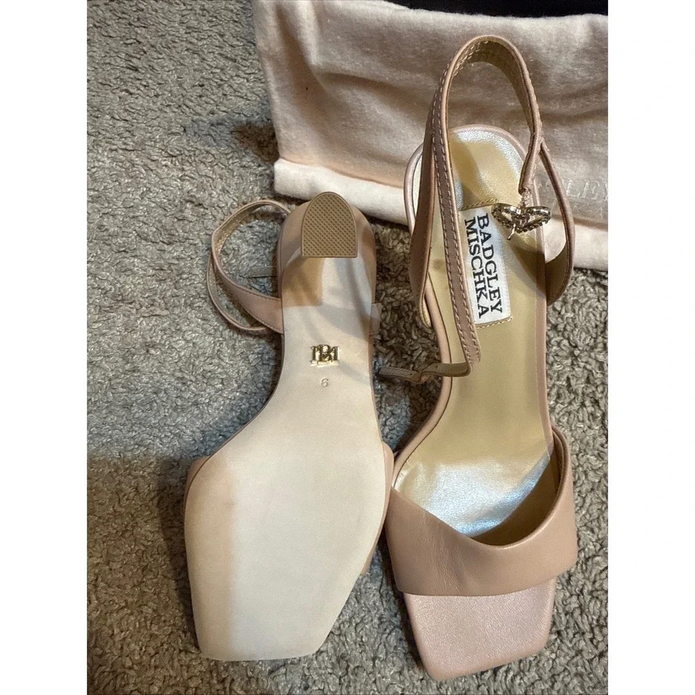 Badgley Mischka Cady Nudlea Ankle Strap Heels Sandals Pink Size 6 - Picture 3 of 7